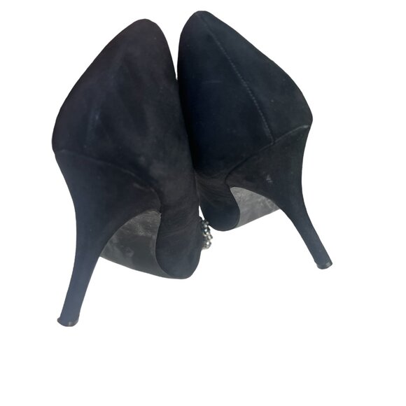 Just Fab Women’s 11 Faux Suede 3.25” Heels Metallic Bow Party Shoes - Picture 8 of 8